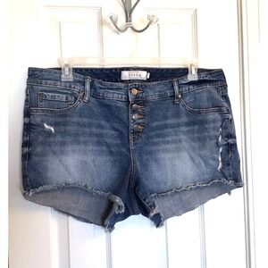 Torrid Blue Cut Off Denim Jean Shorts Button Fly Blue Women's Plus Size 18